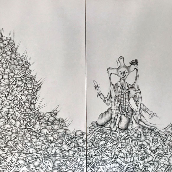 Diptych tribute to "Pictorial Content" by Rene Magritte-מחווה ל״תוכן ציורי״ מאת רנה מגריט